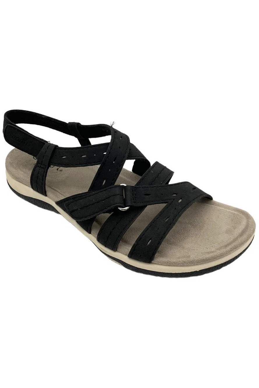 Earth Women's Samsin Strappy Flat Sandals Black - Narrow